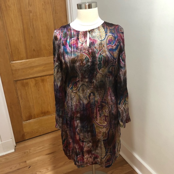 Silk purple base colourful elegant dress - Picture 1 of 8